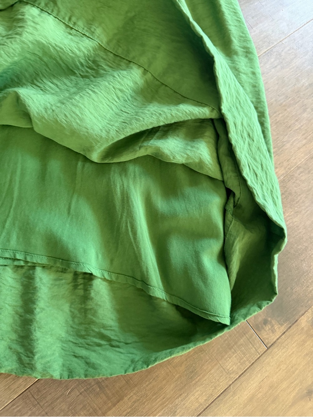 Abercrombie & Fitch Olive Green Spaghetti-Strap Tiered Trapeze Midi Dress - Picture 4 of 8